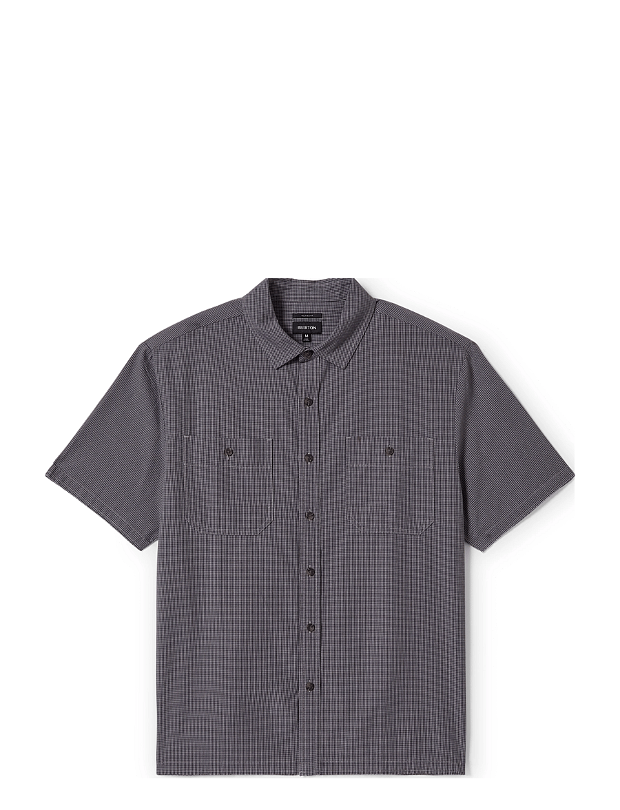 Brixton - Cru Micro Plaid S/S Wvn - overhemden met korte mouw - washed navy micro plaid - 0