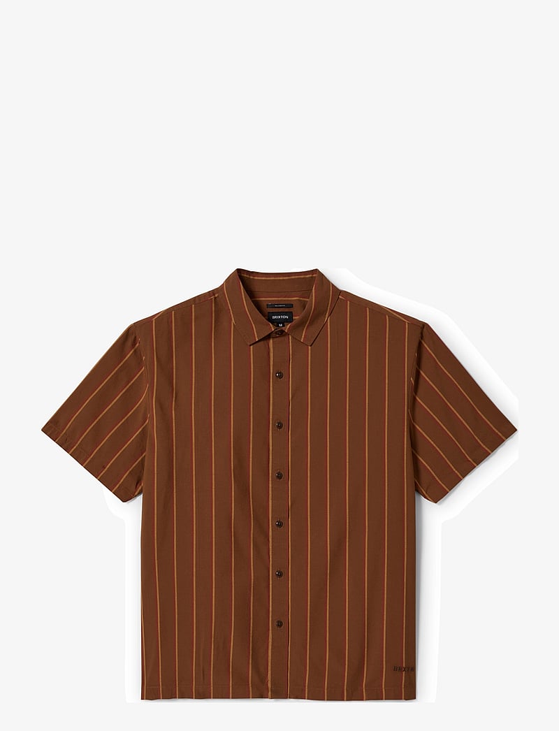 Brixton - Cru Stripe S/S Wvn - lühikeste varrukatega särgid - washed copper/burnt red/sunset - 1
