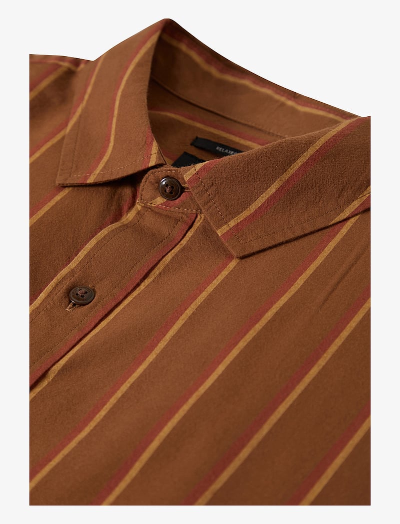 Brixton - Cru Stripe S/S Wvn - lühikeste varrukatega särgid - washed copper/burnt red/sunset - 2