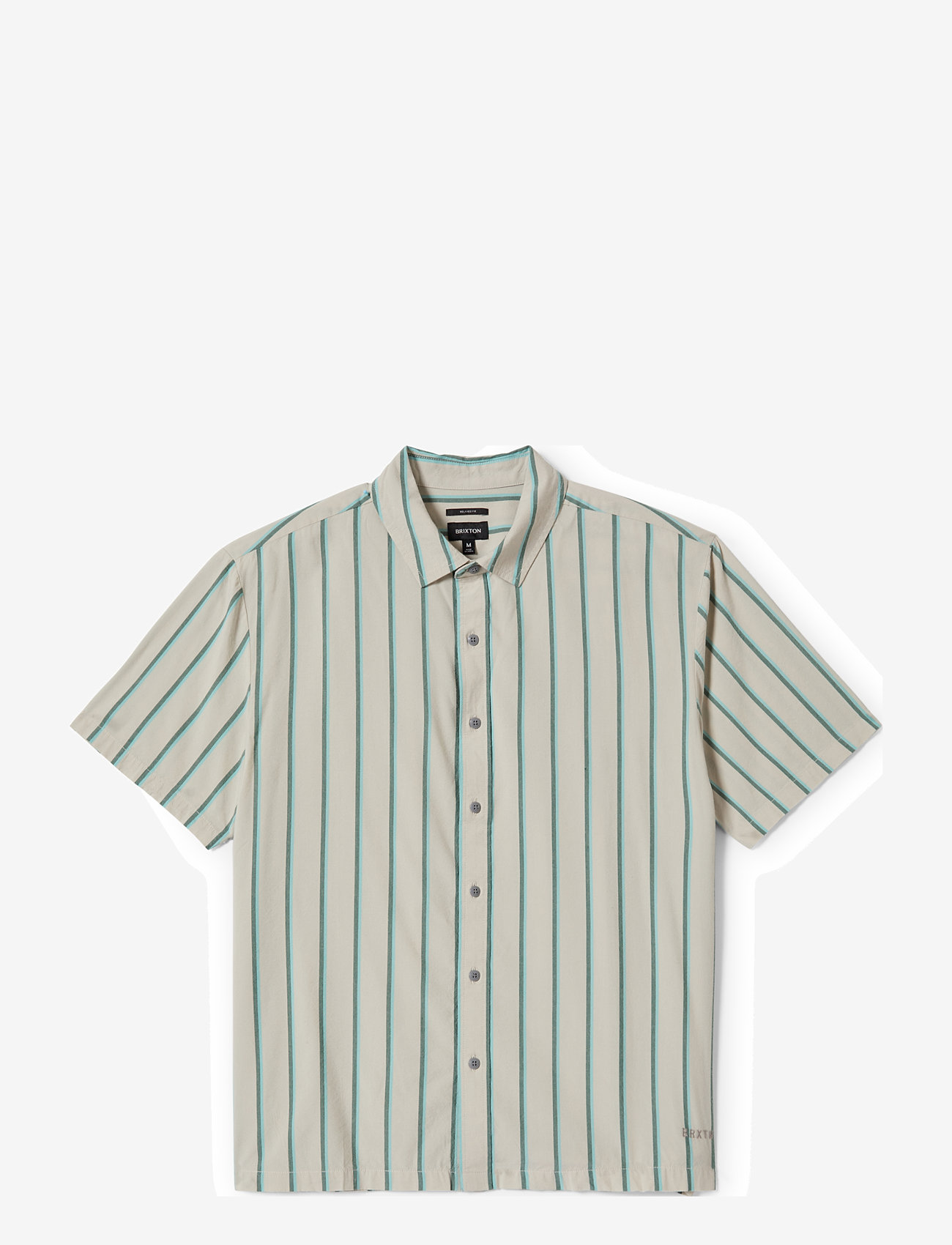 Brixton - Cru Stripe S/S Wvn - kurzarmhemden - beige/pine needle/aquatic gree - 1
