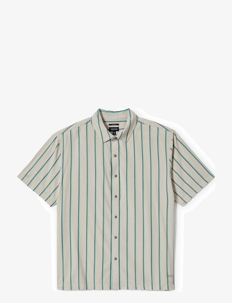 Brixton - Cru Stripe S/S Wvn - kurzarmhemden - beige/pine needle/aquatic gree - 1