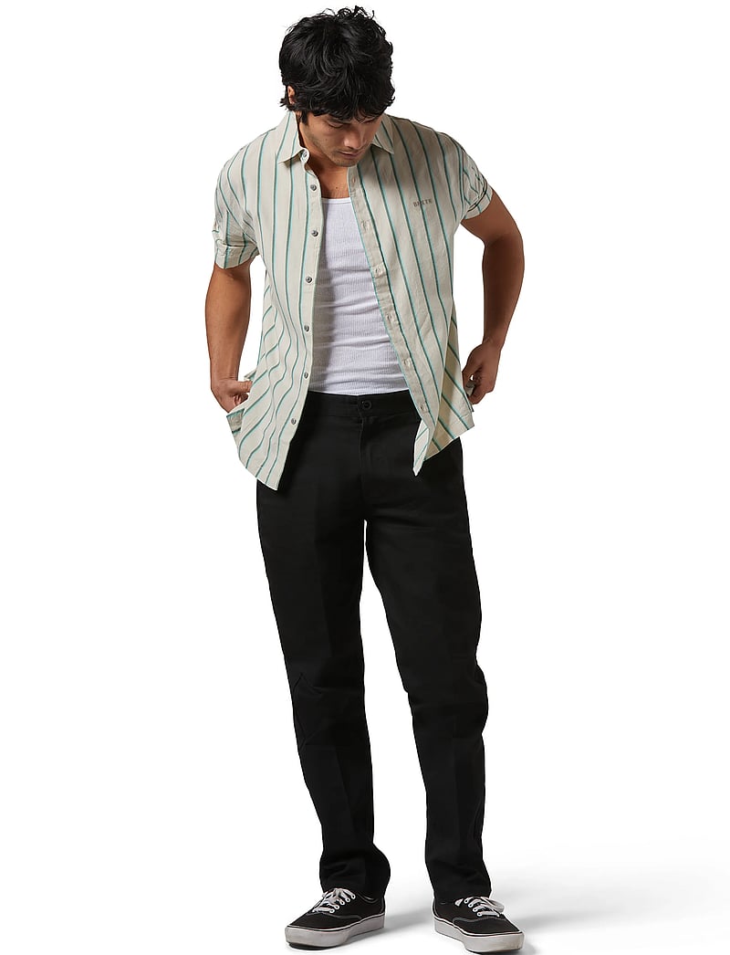 Brixton - Cru Stripe S/S Wvn - kurzarmhemden - beige/pine needle/aquatic gree - 3