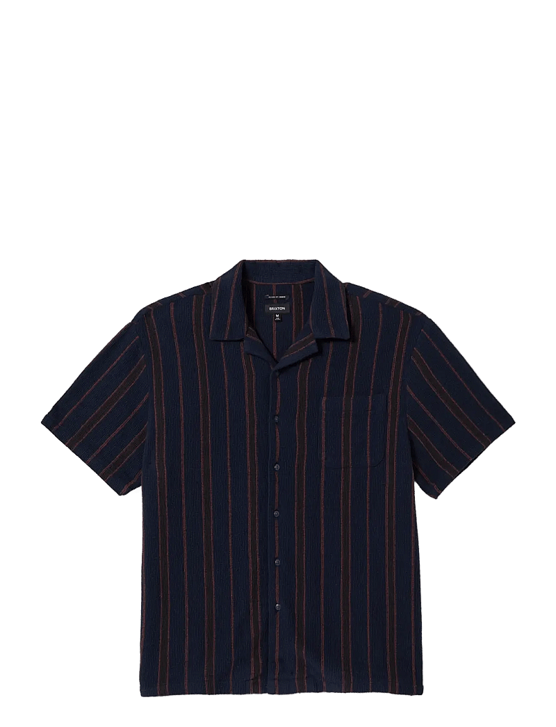Brixton - Bunker Waffle Stripe S/S Wvn - gestreifte hemden - washed navy stripe - 1