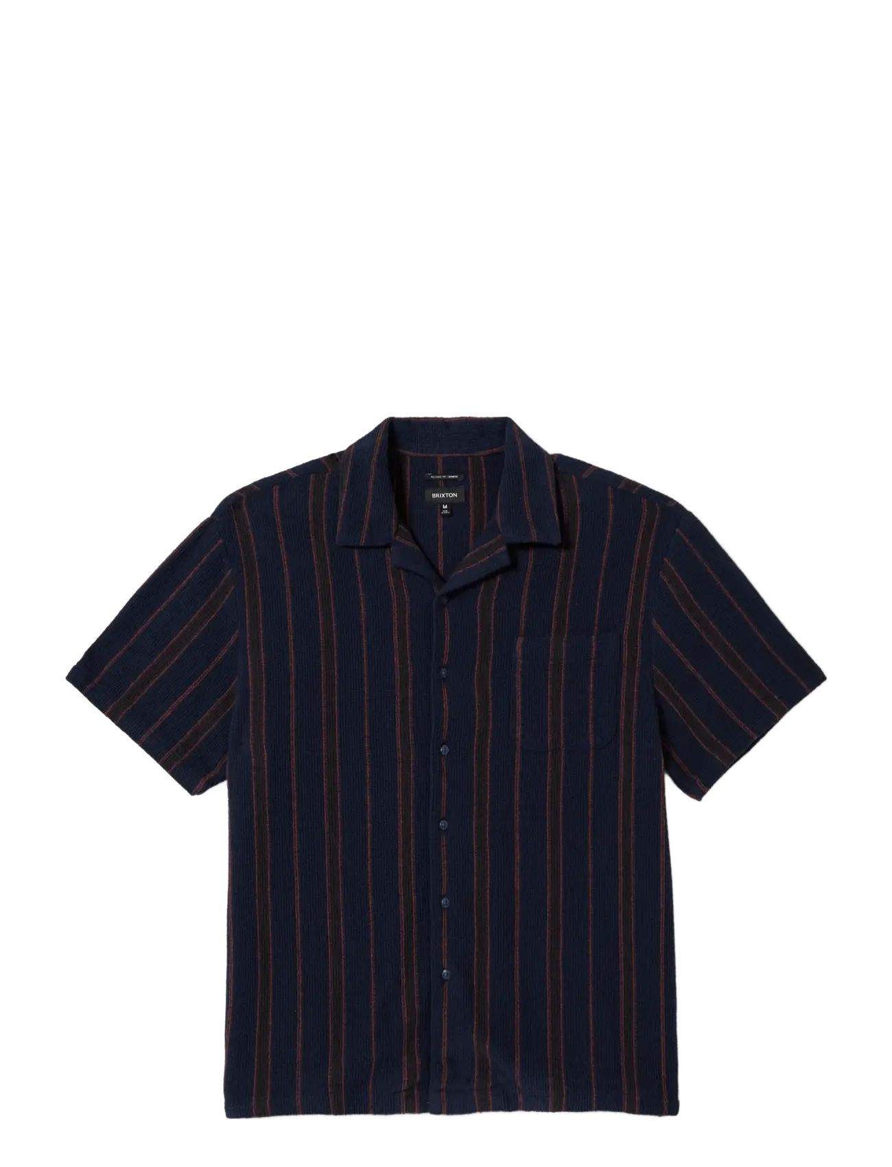 Brixton - Bunker Waffle Stripe S/S Wvn - washed navy stripe - 1