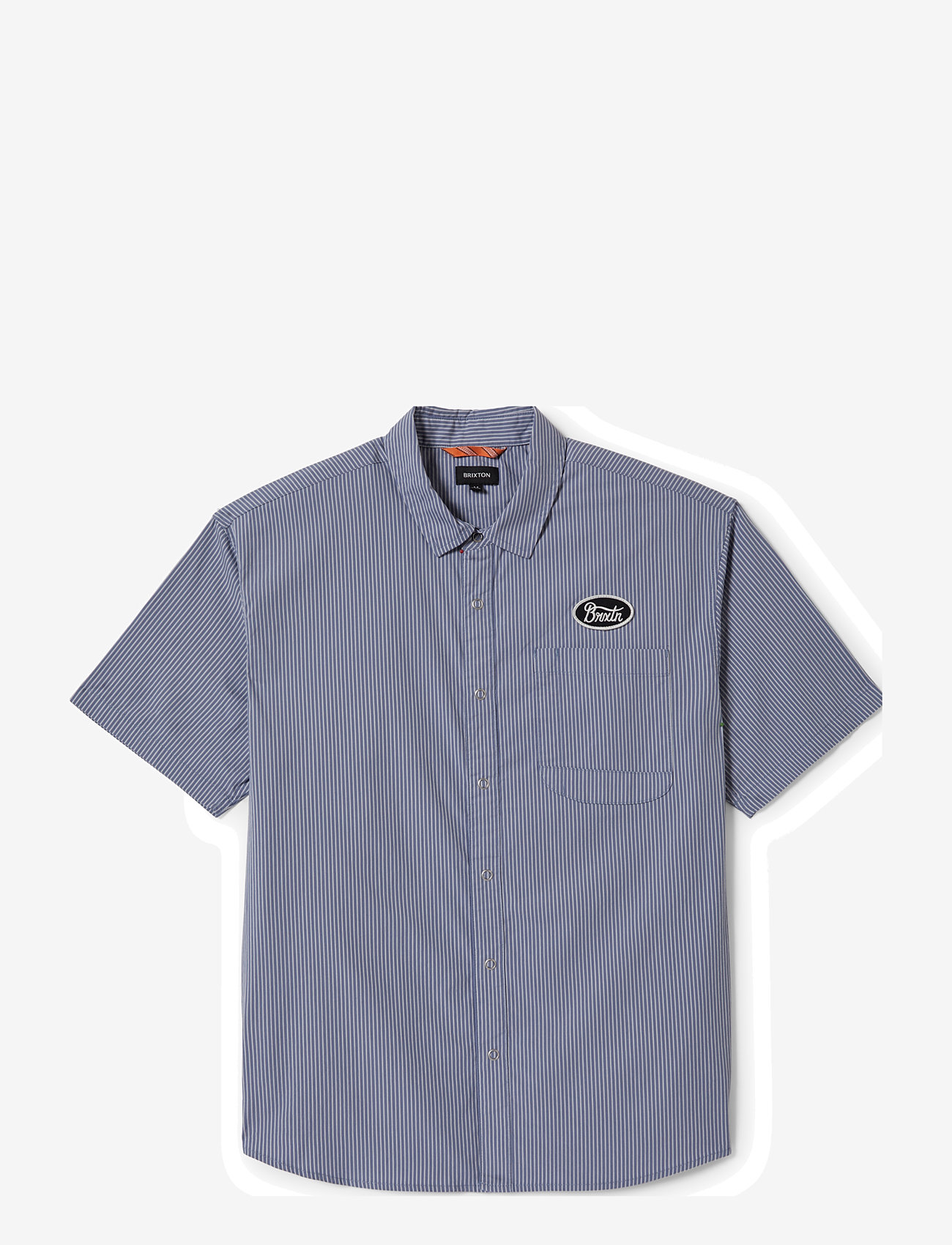 Brixton - Builders Auto S/S Wvn - lühikeste varrukatega särgid - twilight blue/white stripe - 0