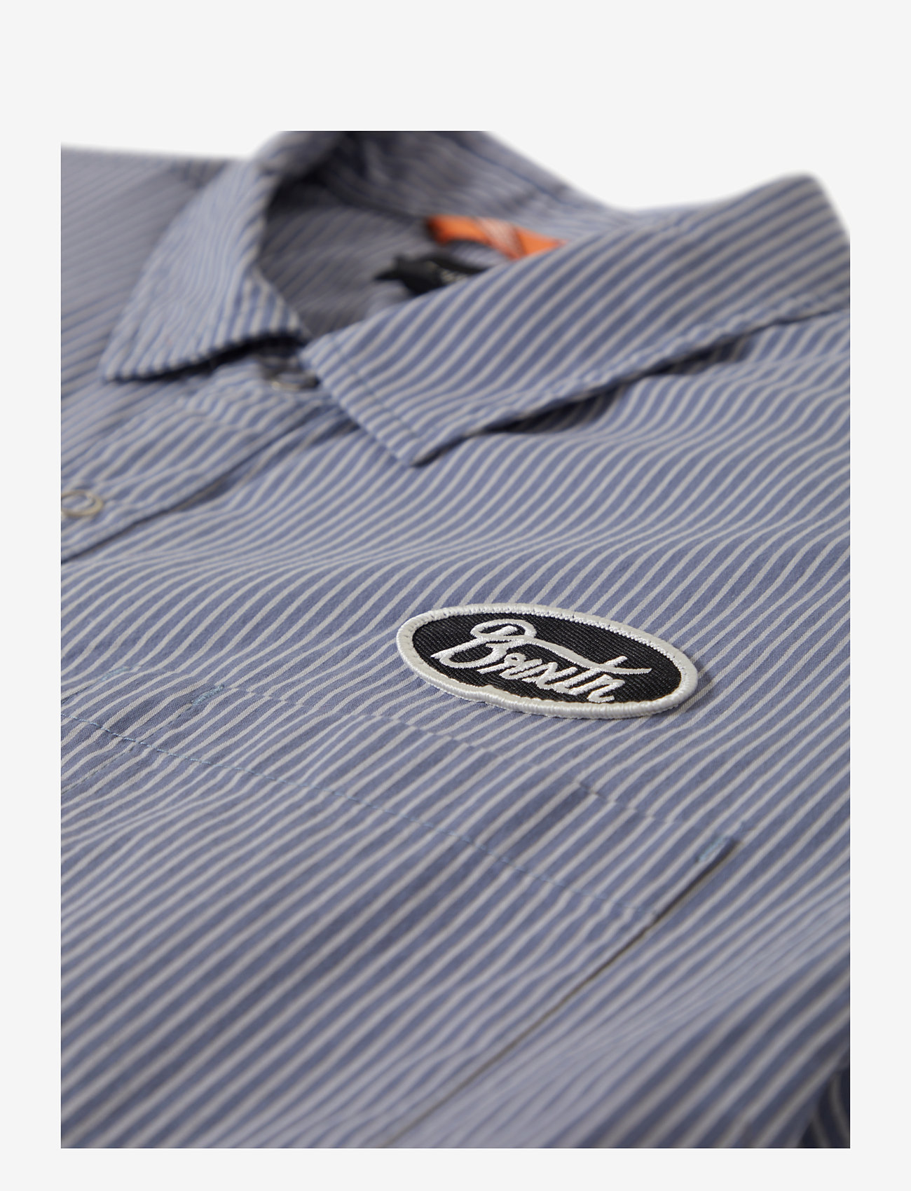 Brixton - Builders Auto S/S Wvn - lühikeste varrukatega särgid - twilight blue/white stripe - 1