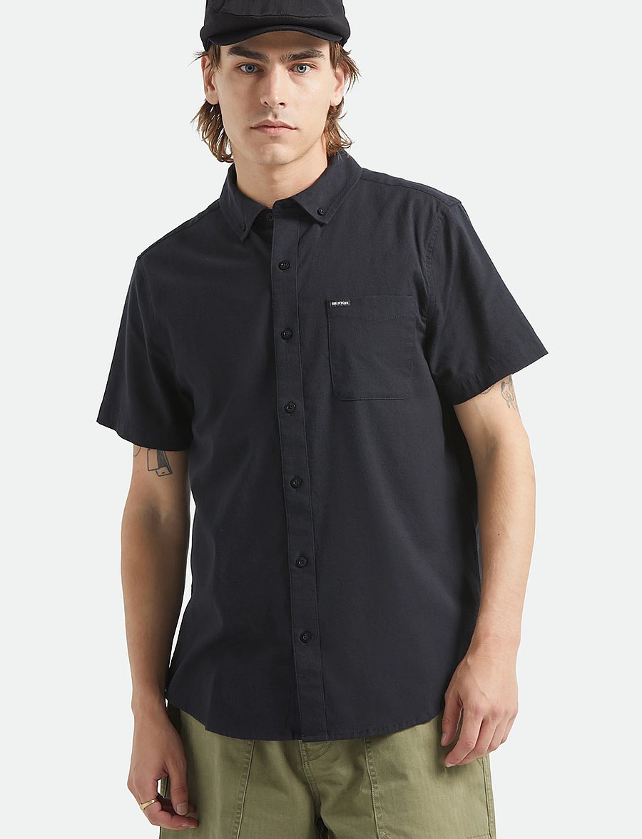 Brixton - Sanford Oxford S/S Wvn - oxford-skjortor - black - 0