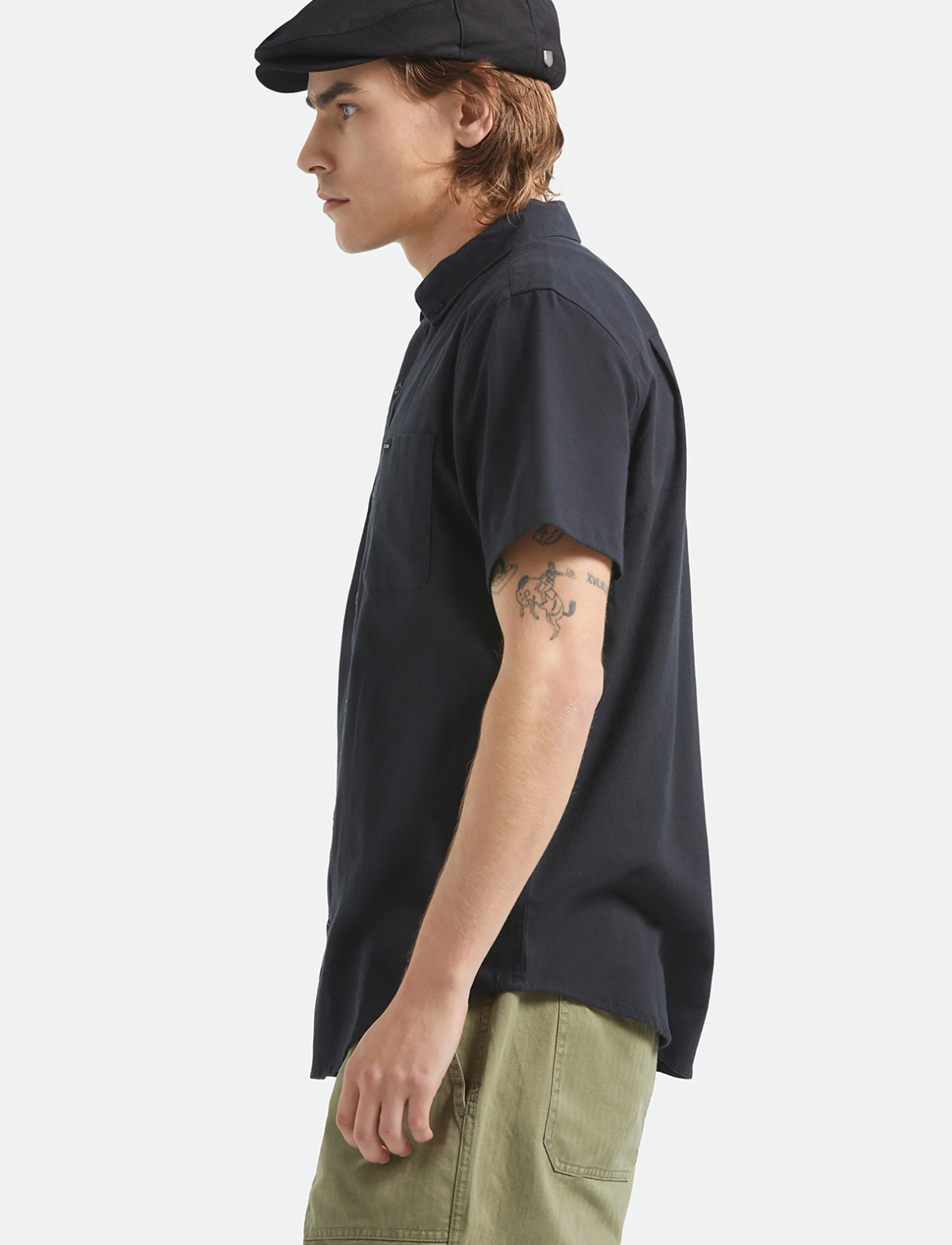 Brixton - Sanford Oxford S/S Wvn - oxford shirts - black - 3