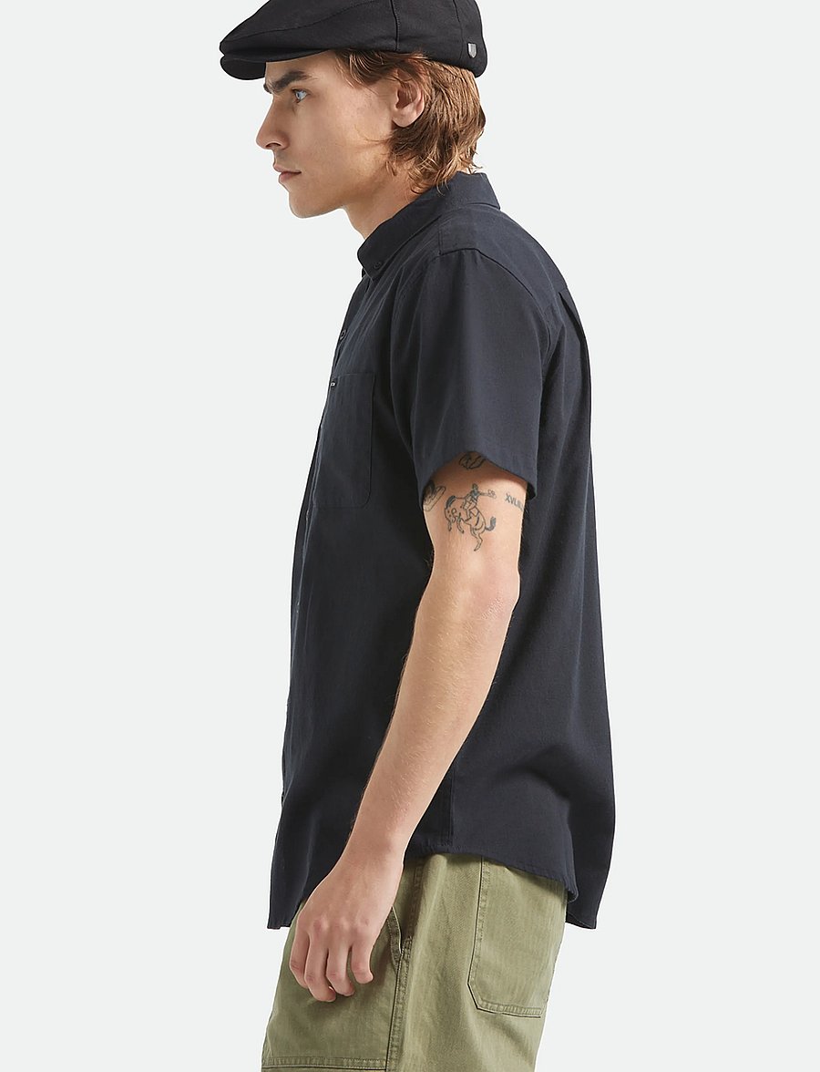 Brixton - Sanford Oxford S/S Wvn - oxford-skjortor - black - 3