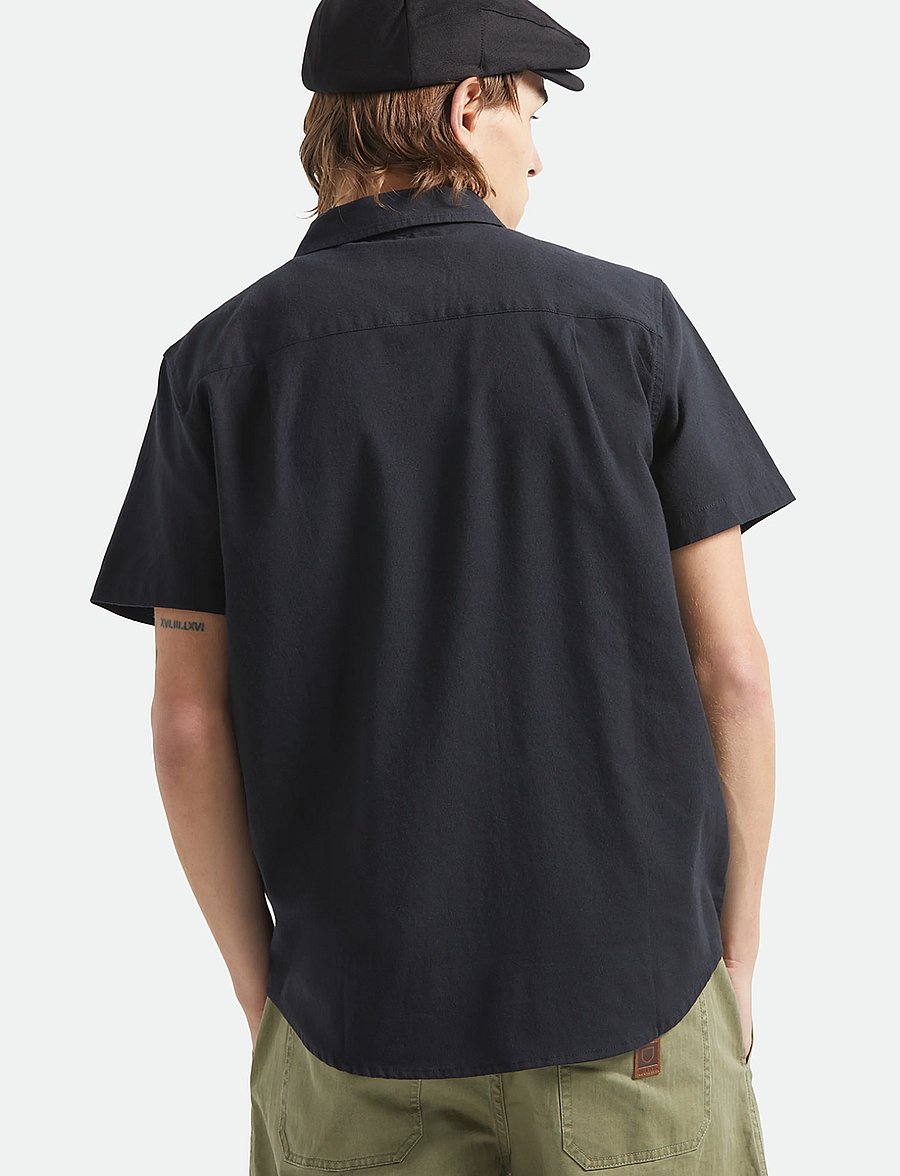 Brixton - Sanford Oxford S/S Wvn - oxford-skjortor - black - 4