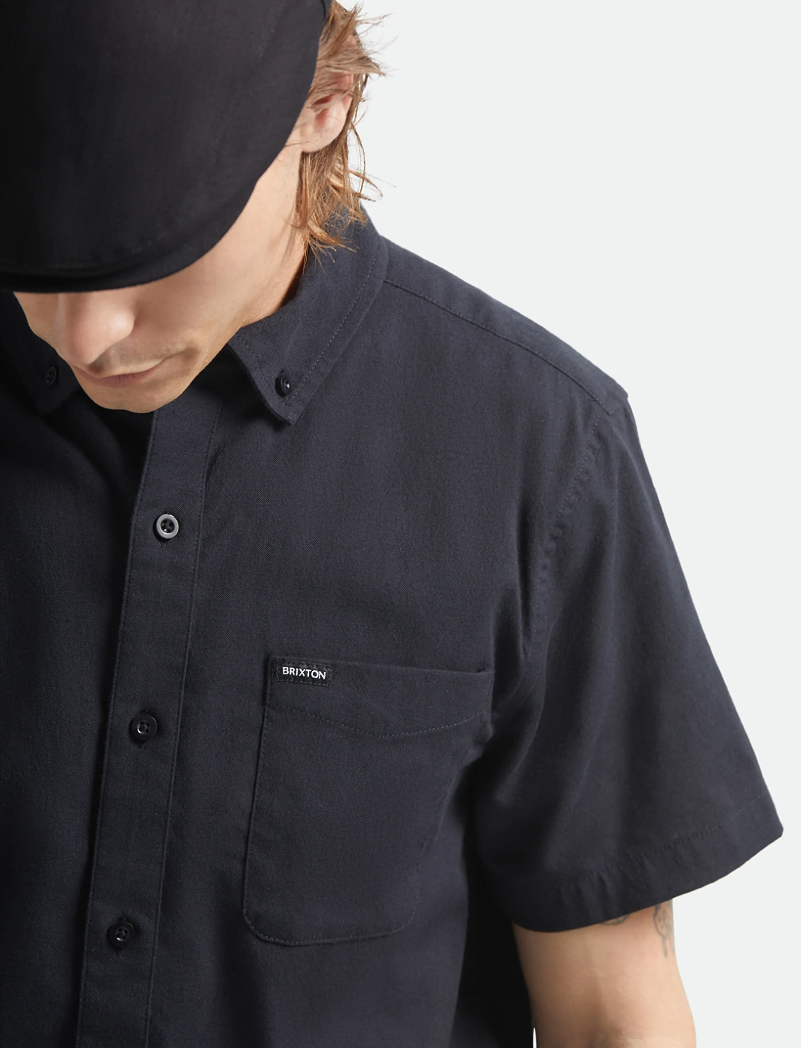Brixton - Sanford Oxford S/S Wvn - oxford shirts - black - 5