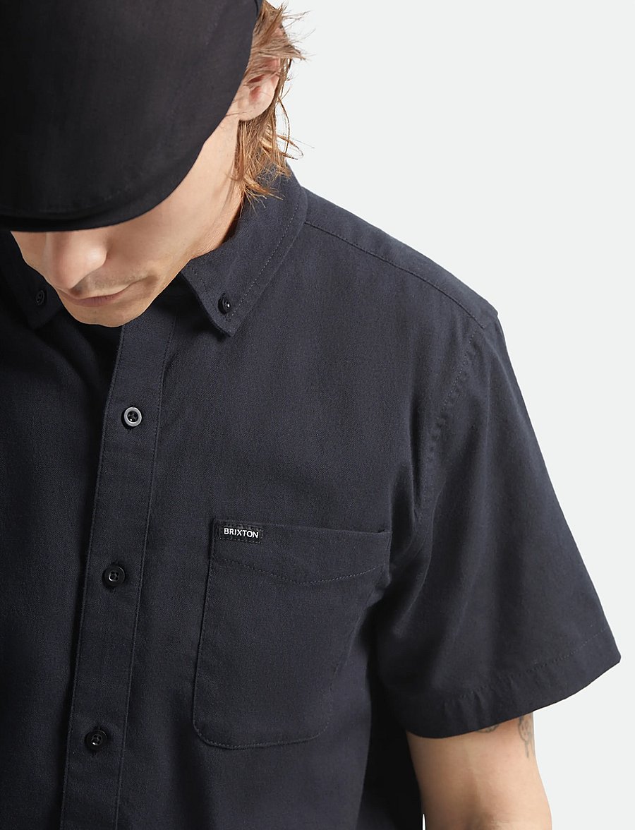 Brixton - Sanford Oxford S/S Wvn - oxford-skjortor - black - 5
