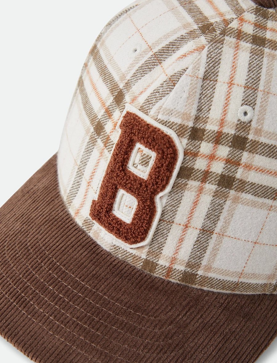 Brixton - Big B Mp Adj - kepurės su snapeliu - whitecap plaid/brown corduroy - 2