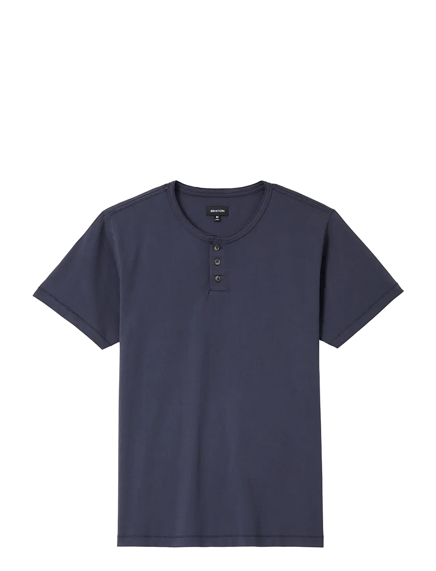 Brixton - Brixton Baseline Henley Tee - kortærmede t-shirts - washed navy vintage wash - 0