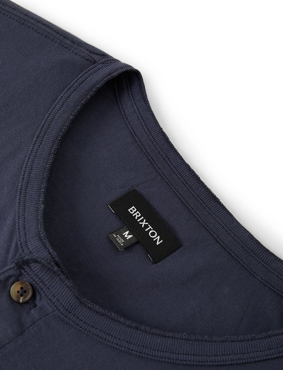 Brixton - Brixton Baseline Henley Tee - kortærmede t-shirts - washed navy vintage wash - 2