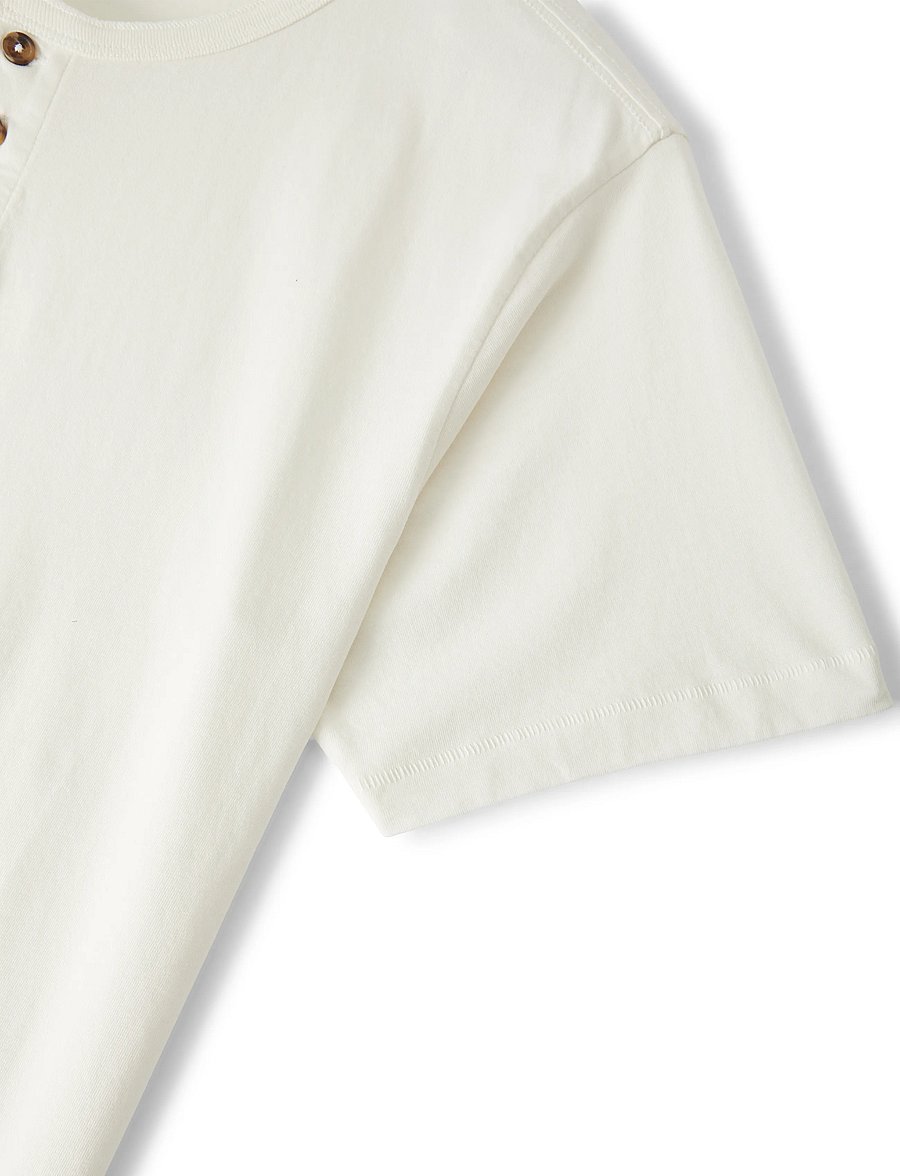 Brixton - Brixton Baseline Henley Tee - kortærmede t-shirts - off white vintage wash - 2