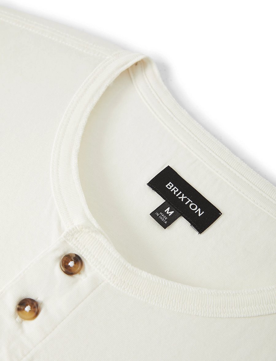 Brixton - Brixton Baseline Henley Tee - kortærmede t-shirts - off white vintage wash - 3