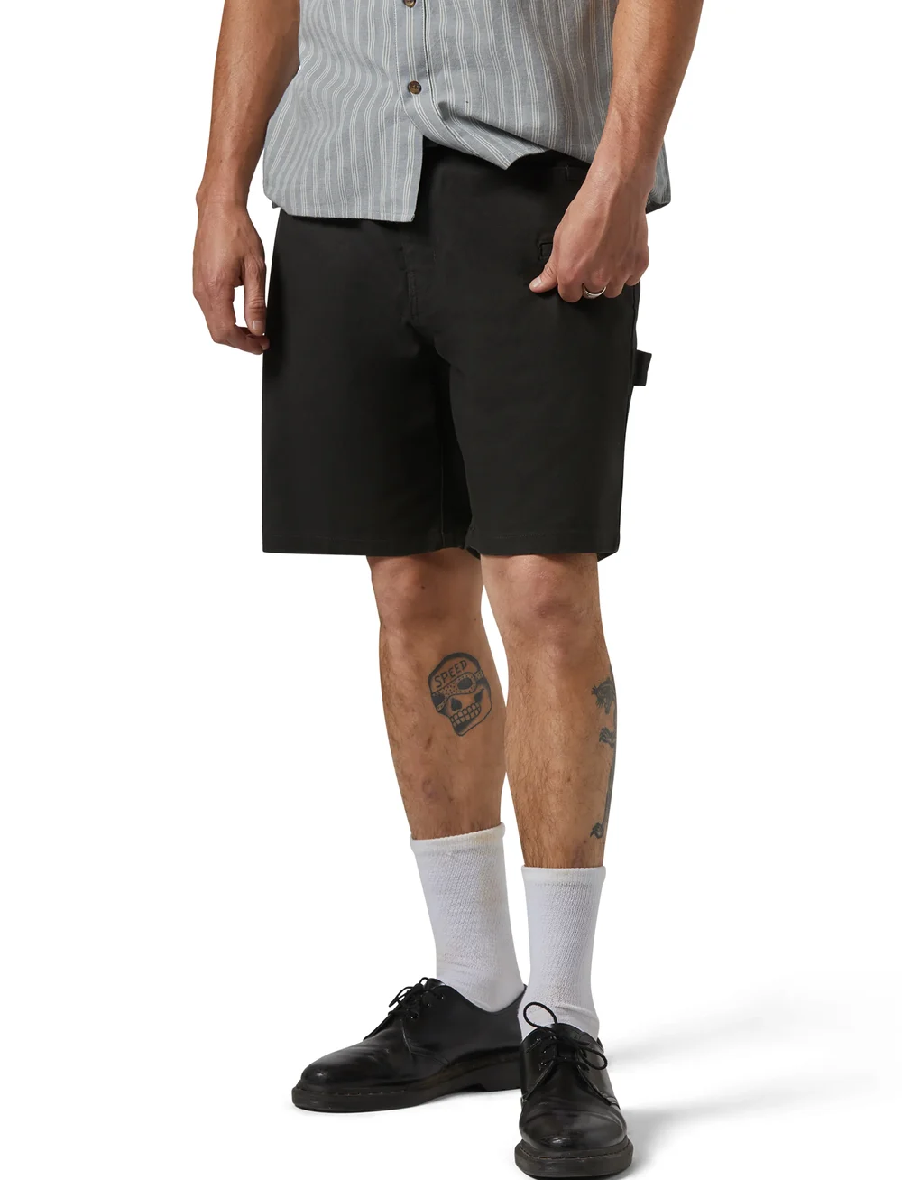 Brixton - Builders Carpenter Baggy Short - cargo stila šorti - washed black - 0