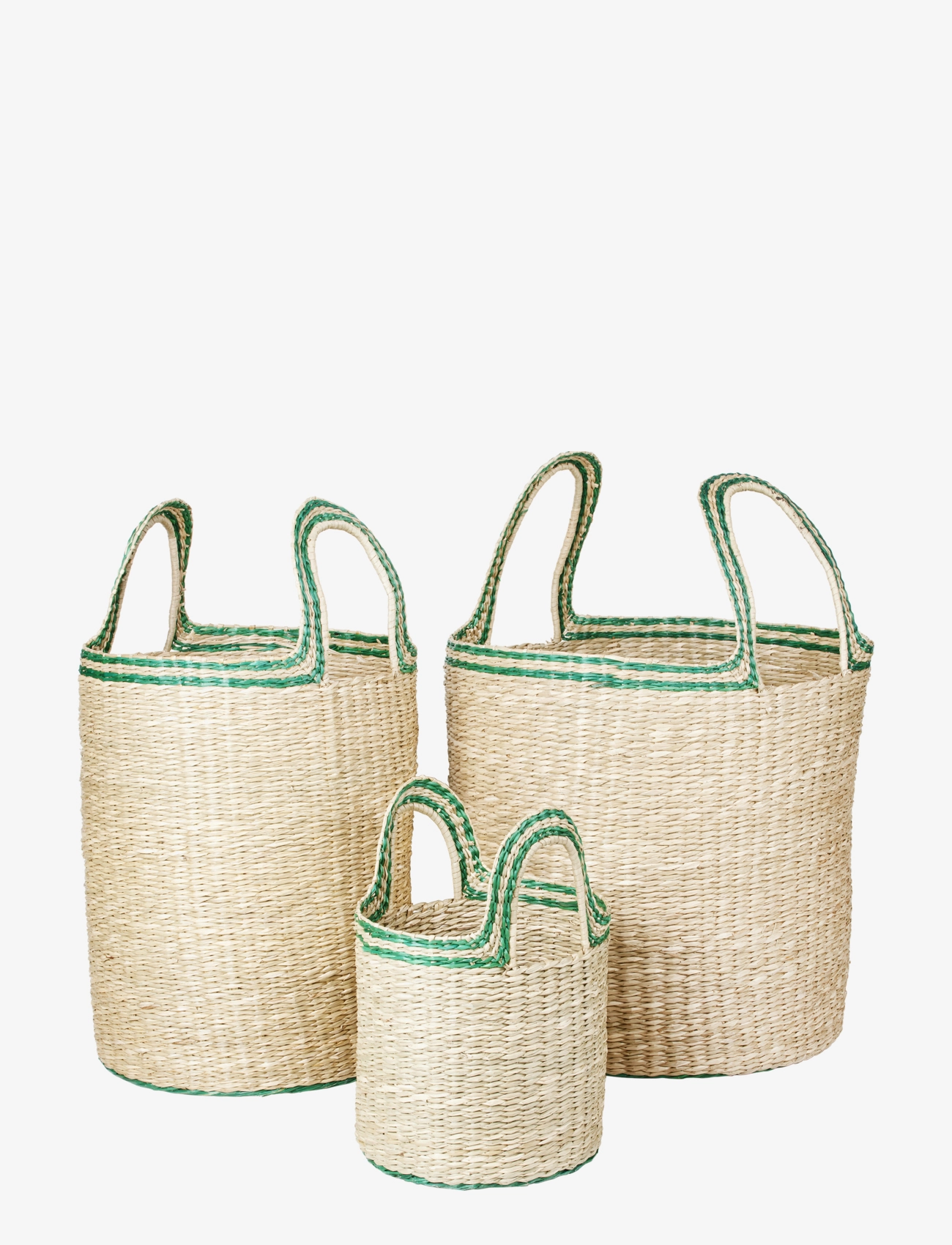 Broste Copenhagen Lykke Basket - Ladustamine - NATURAL/JELLY GREEN / beige