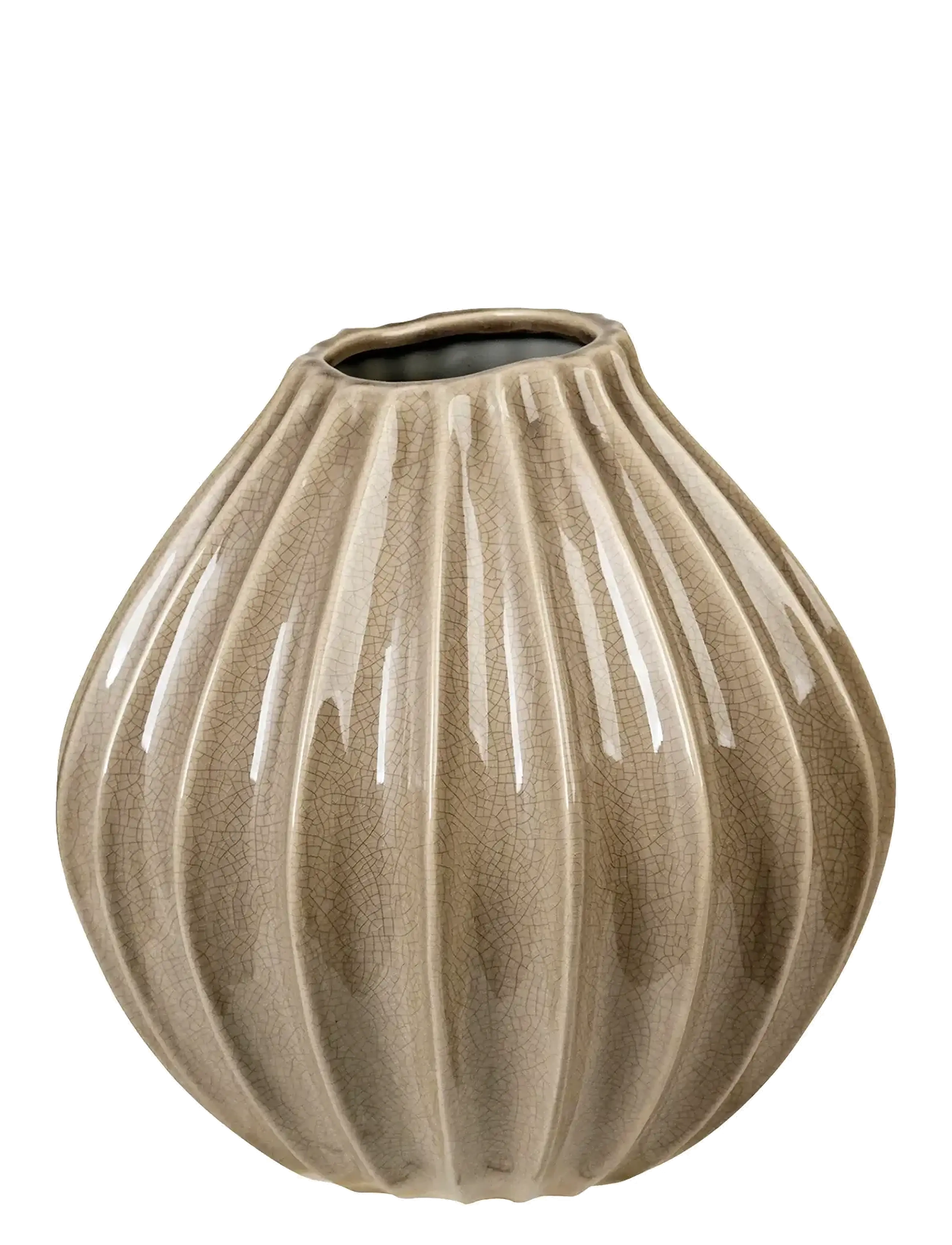 Broste Copenhagen Wide Vase M, Vase, Beige, Str: H 25CM