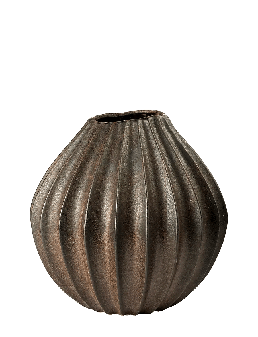 Broste Copenhagen - Wide Vase XL - vaasid - antique brown - 1