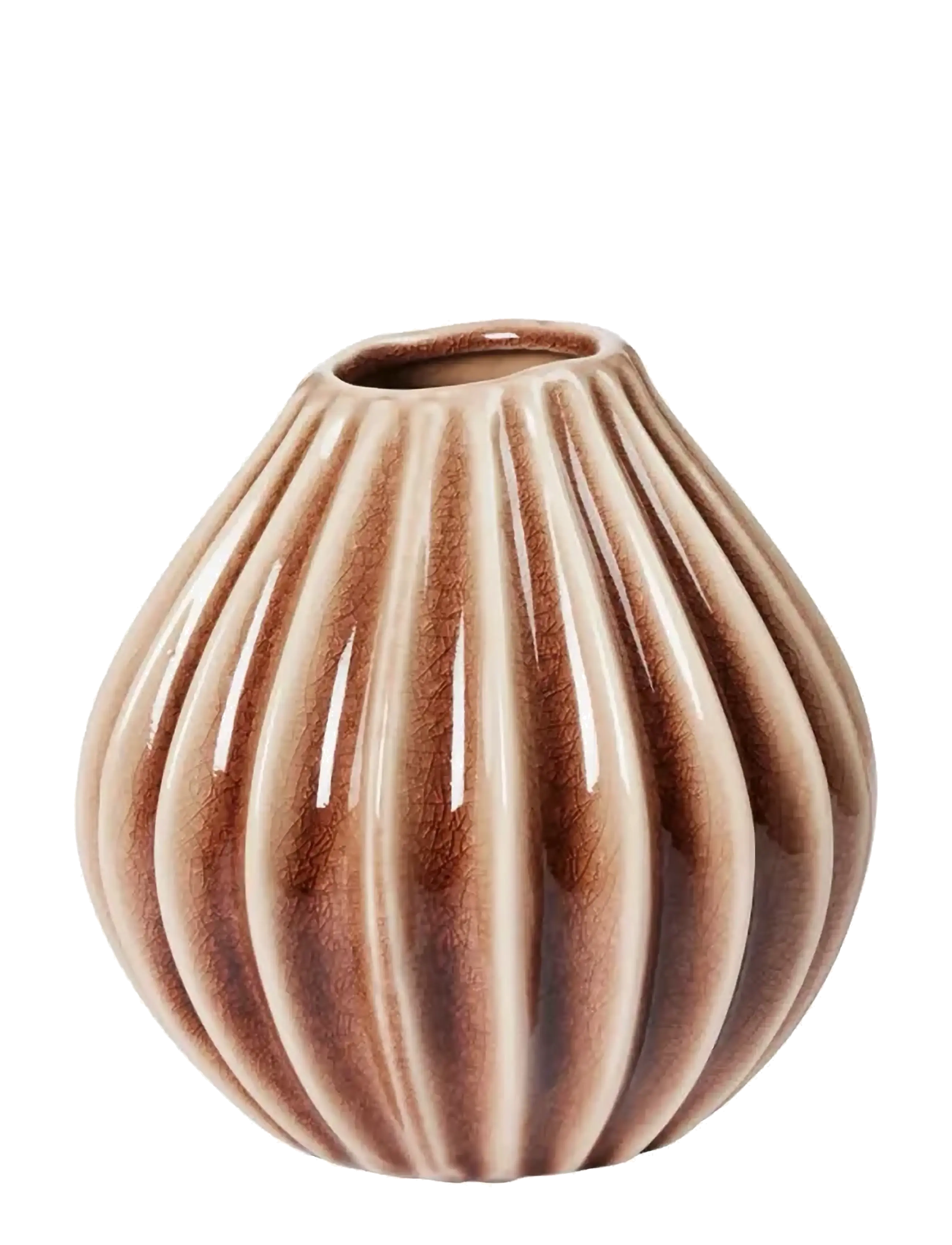 Broste Copenhagen Wide Vase S, Tulipanvase, Brun, Str: H15CM
