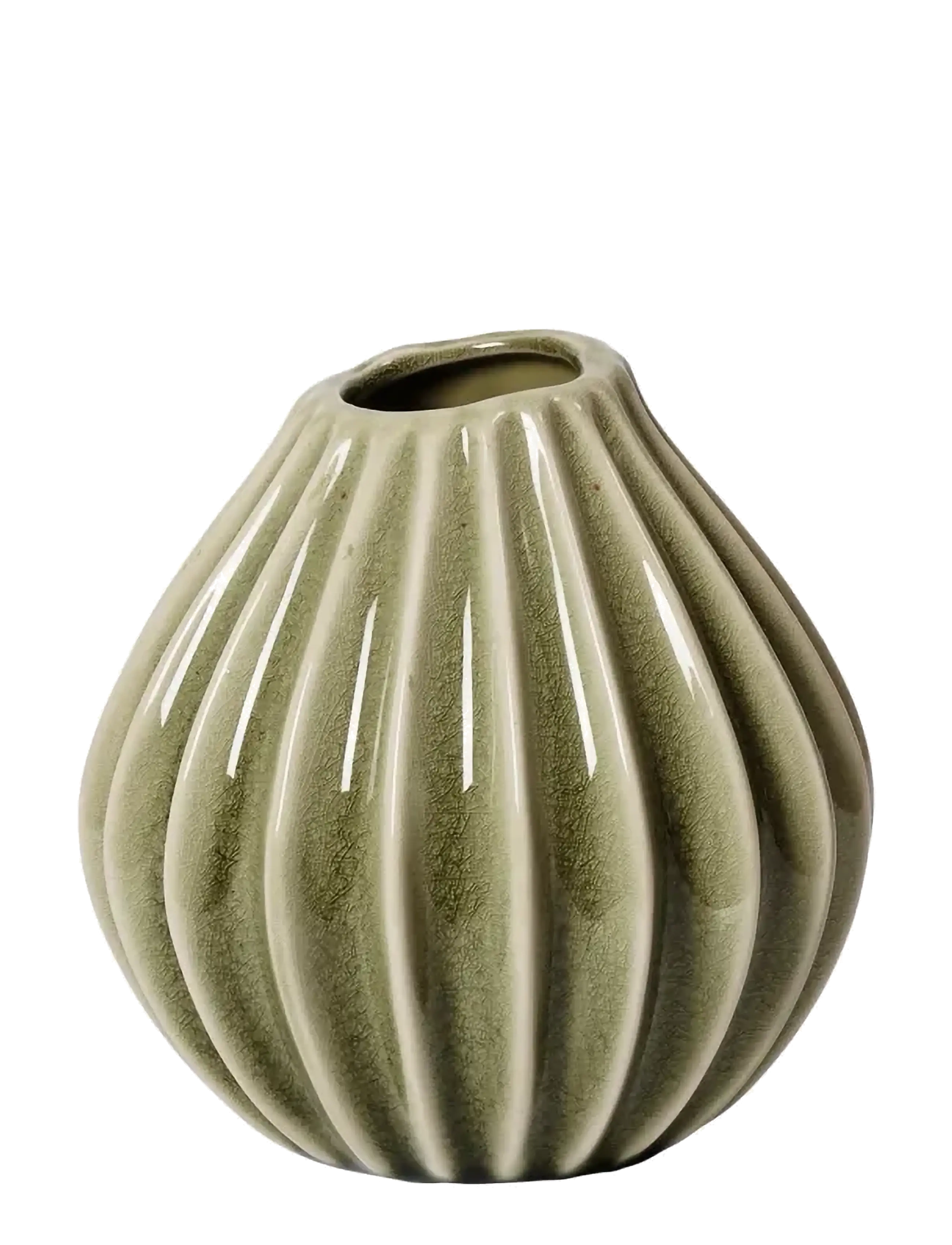 Broste Copenhagen Wide Vase S, Vase, Kakigrøn, Str: H 15CM