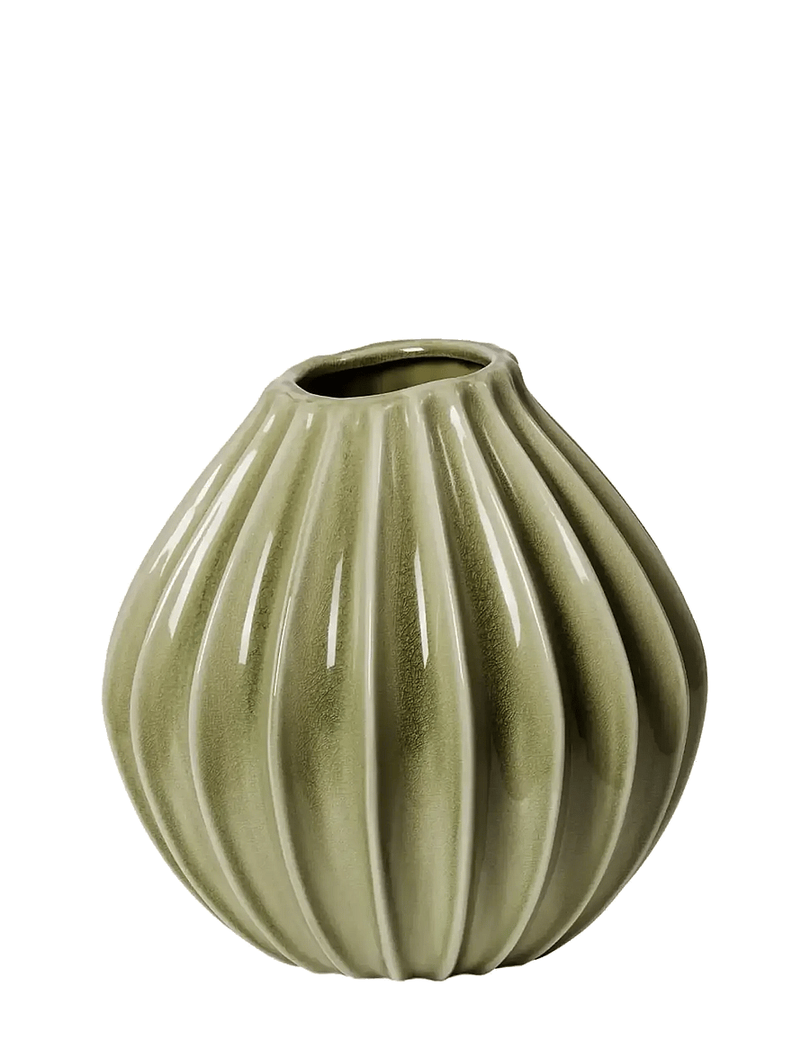 Broste Copenhagen - Wide Vase M - vaasid - green - 1