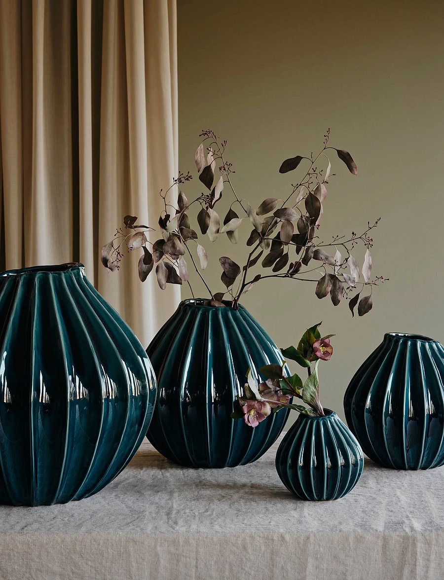 Broste Copenhagen - Wide Vase - vaasid - blue - 0