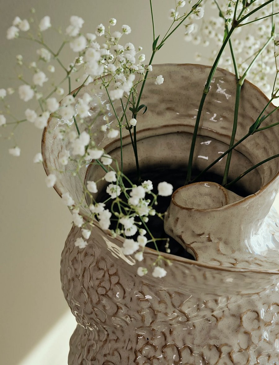 Broste Copenhagen - Shelly Vase - vaasid - white - 0