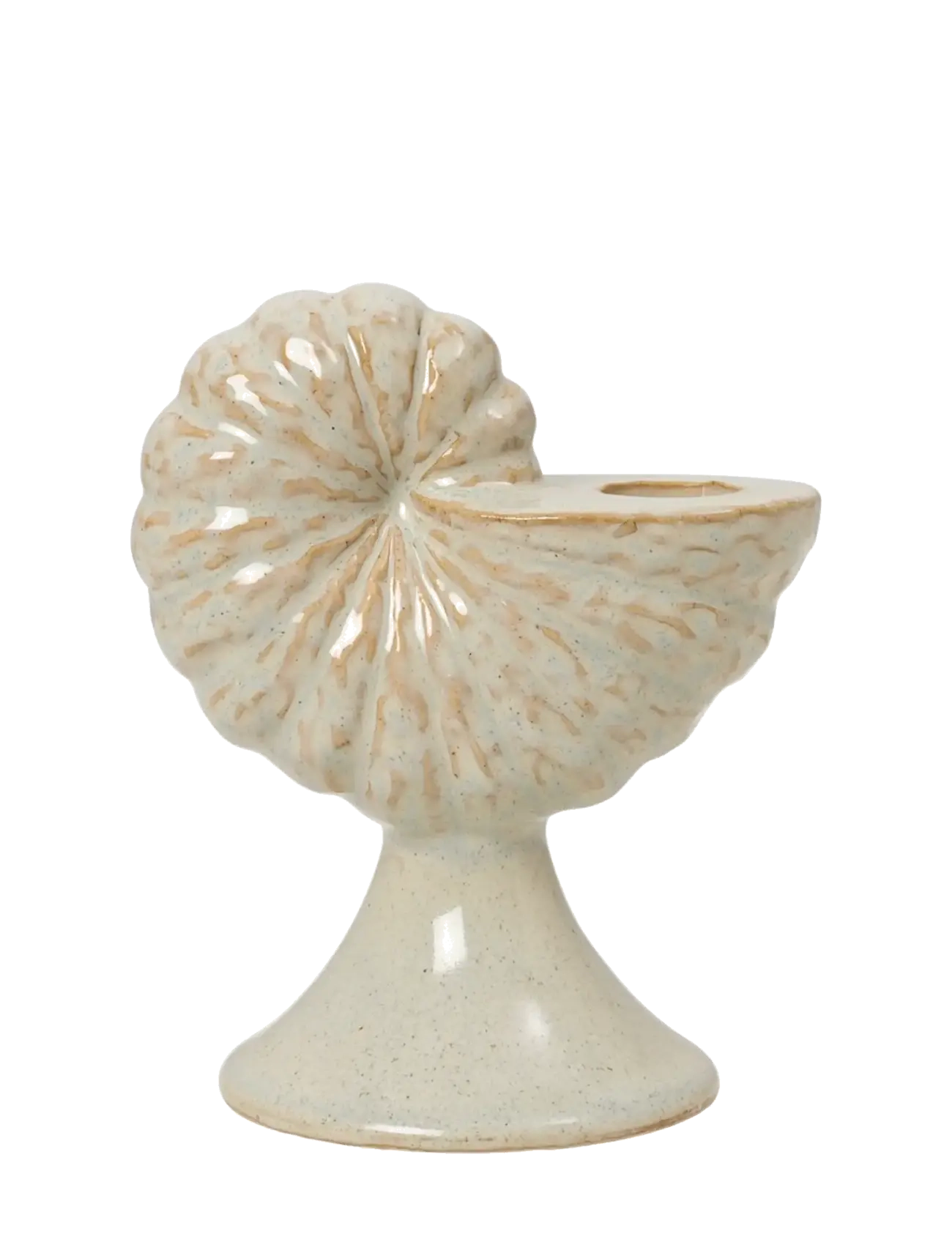 Broste Copenhagen Shelly Candle Holder, Lysestage, Creme, Str: H 15CM