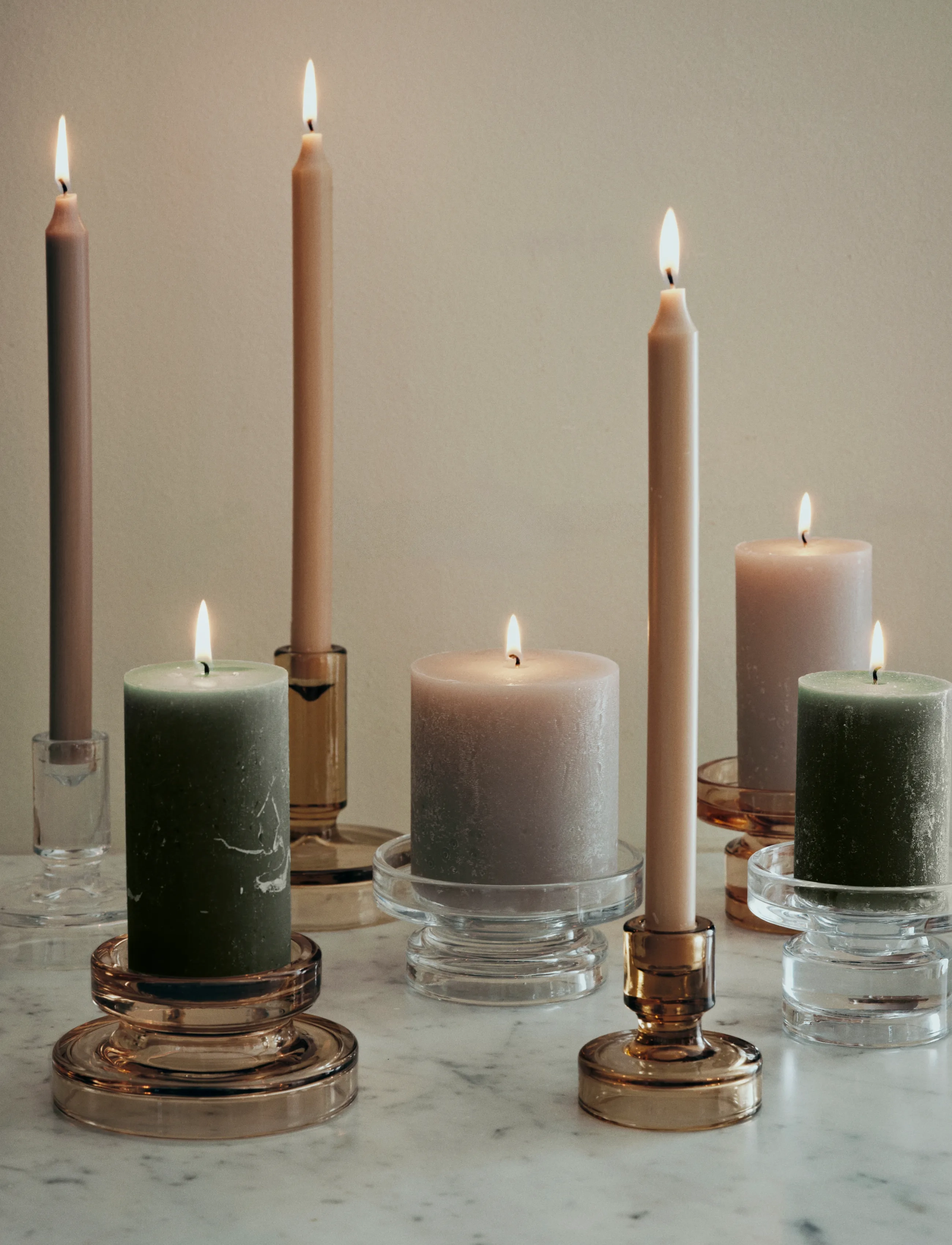 Broste Copenhagen Petra Candle Holder, H8 cm, Nude, Lysestager & Lanterner > Lysestager, Unisex