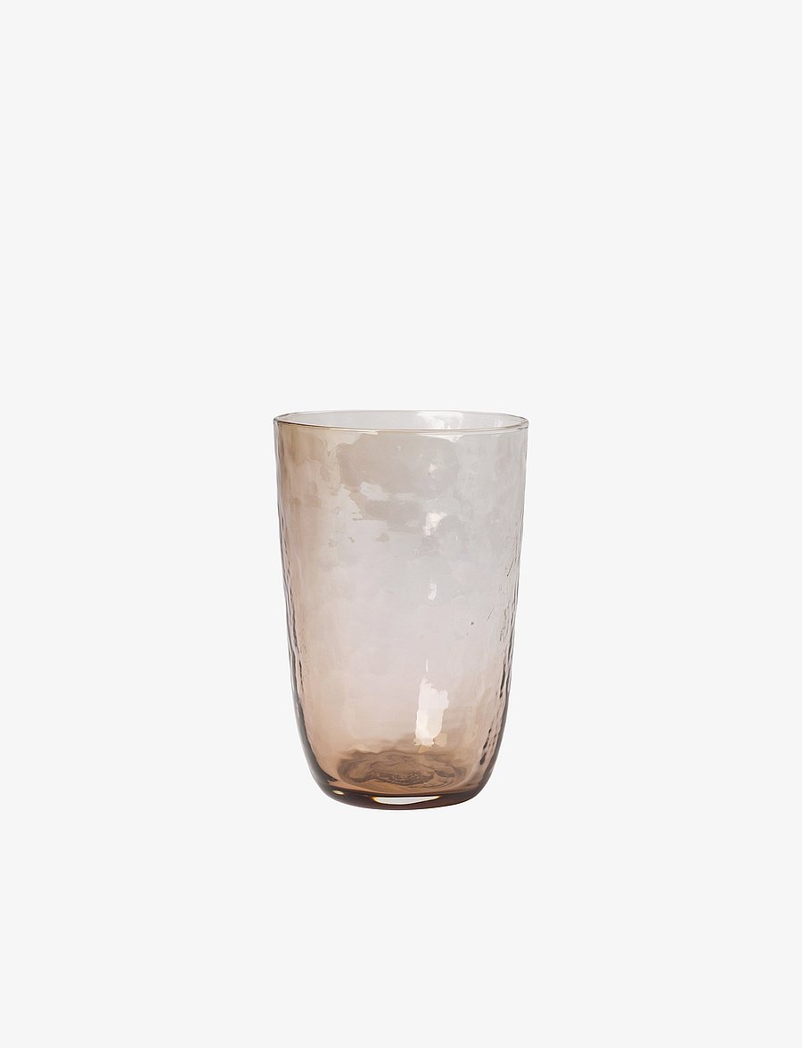 Broste Copenhagen - Drinking glass Hammered - joogiklaasid - glass brown - 0