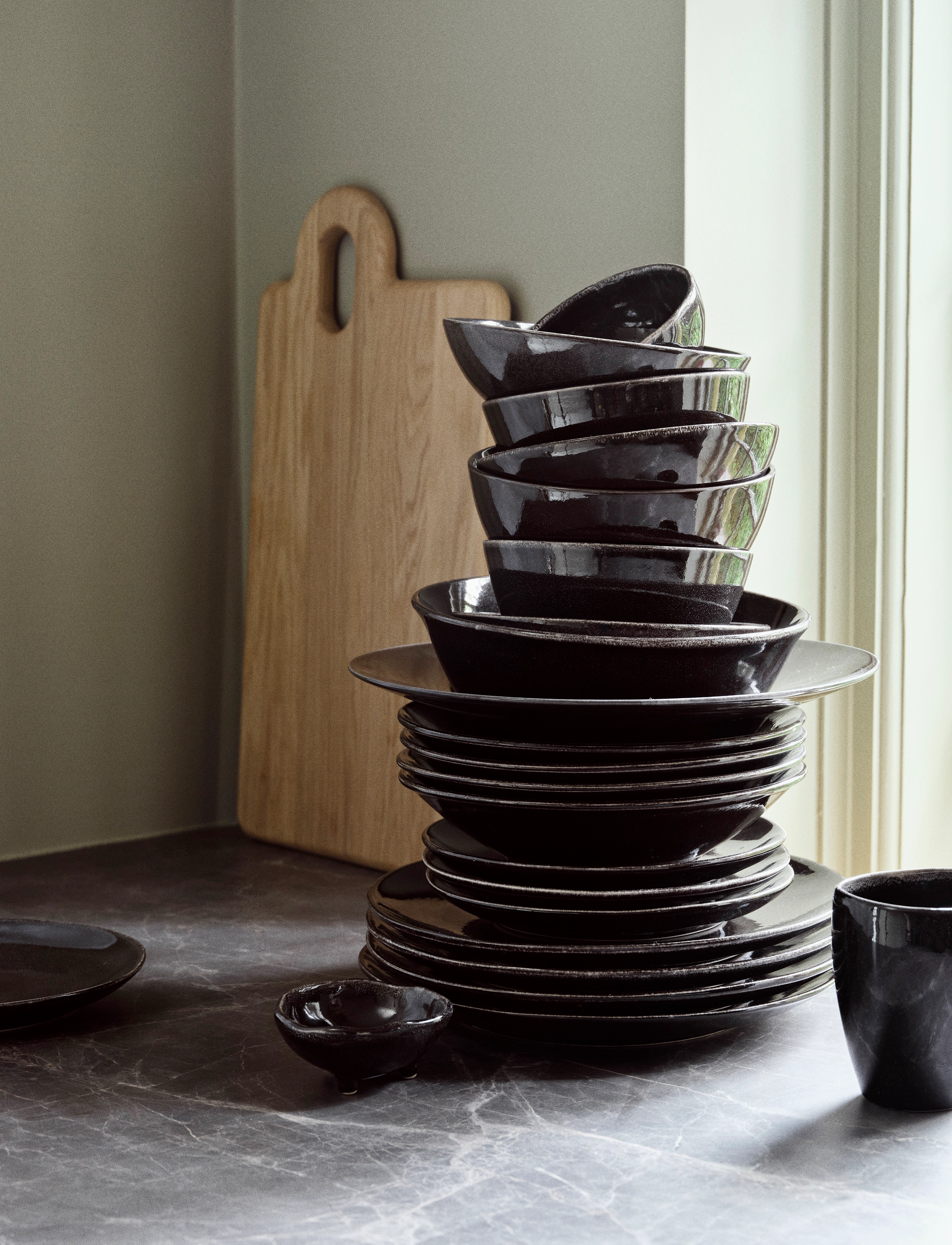 Broste Copenhagen Skål 'Nordic Coal', Ø 20 cm, Bowls & Serving Dishes, Schwarz - Bowls, Homeware