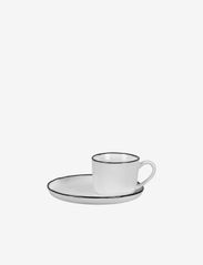 Cup with saucer Salt - WHITE W/BLACK RIM