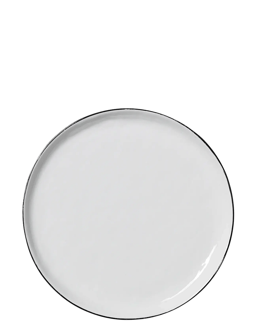 Broste Copenhagen - Plate Salt - frühstücksteller - white w/black rim - 1