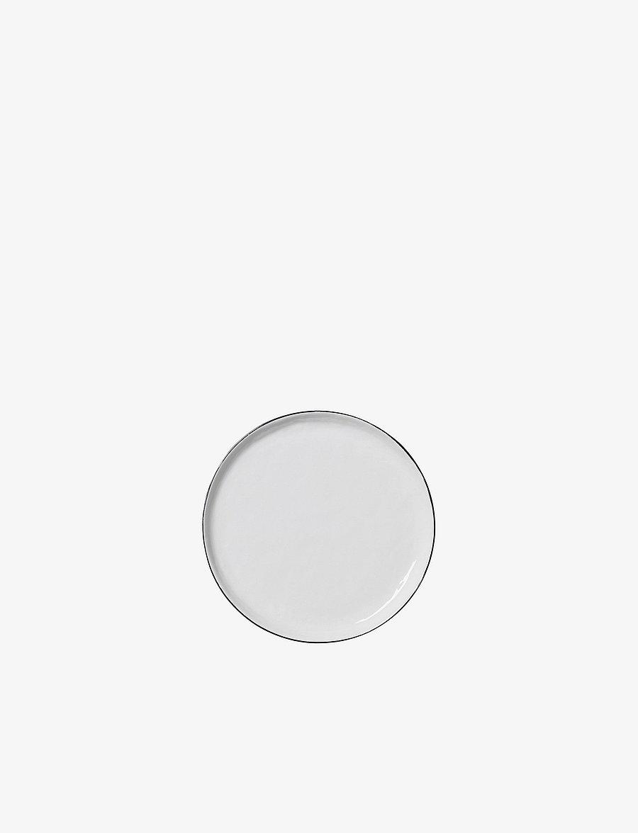 Broste Copenhagen - Plate Salt - frühstücksteller - white w/black rim - 1