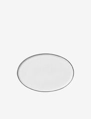 Oval plate Salt - WHITE W/BLACK RIM