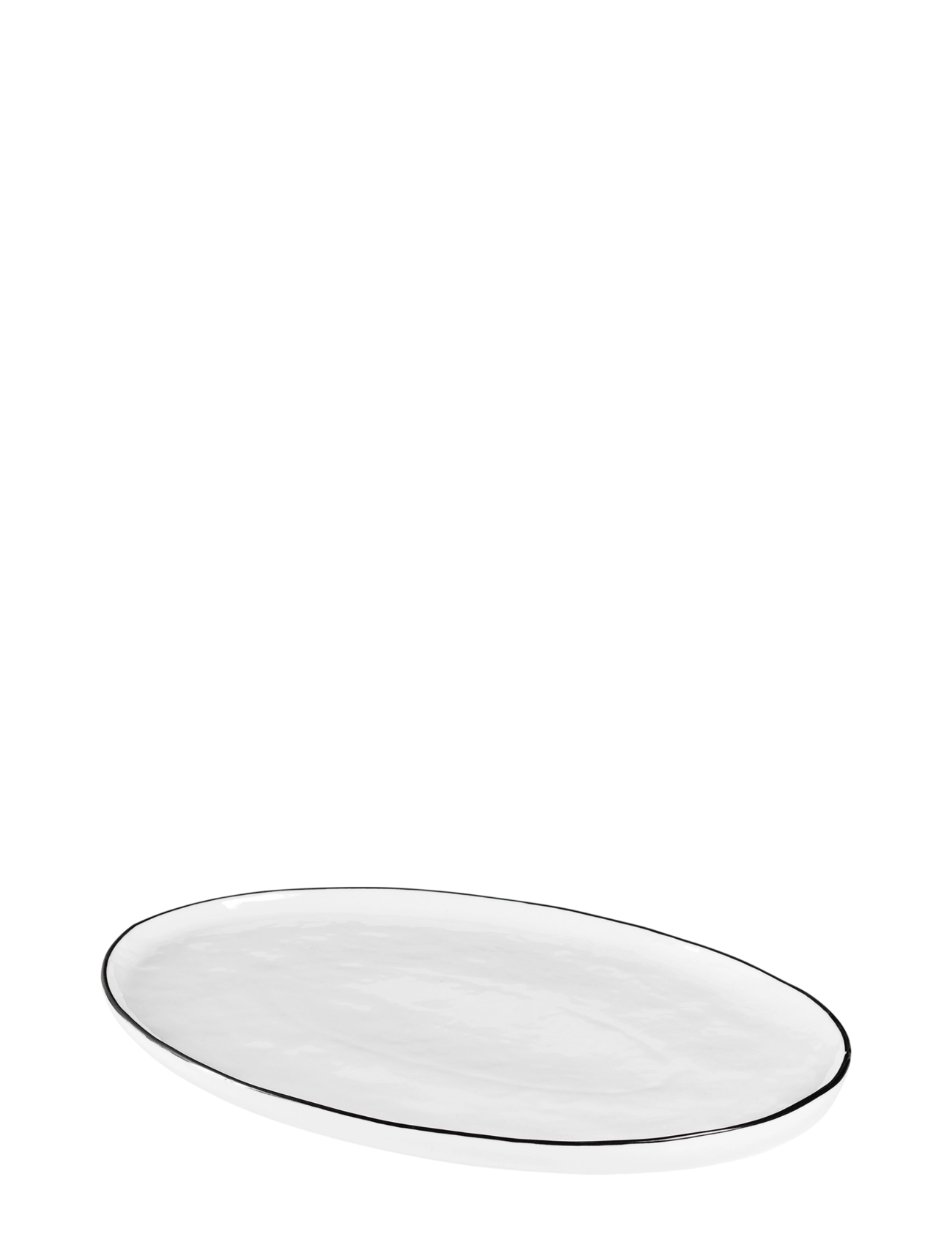Broste Copenhagen - Fat oval 'salt' '' - mattallrikar - white w/black rim - 2