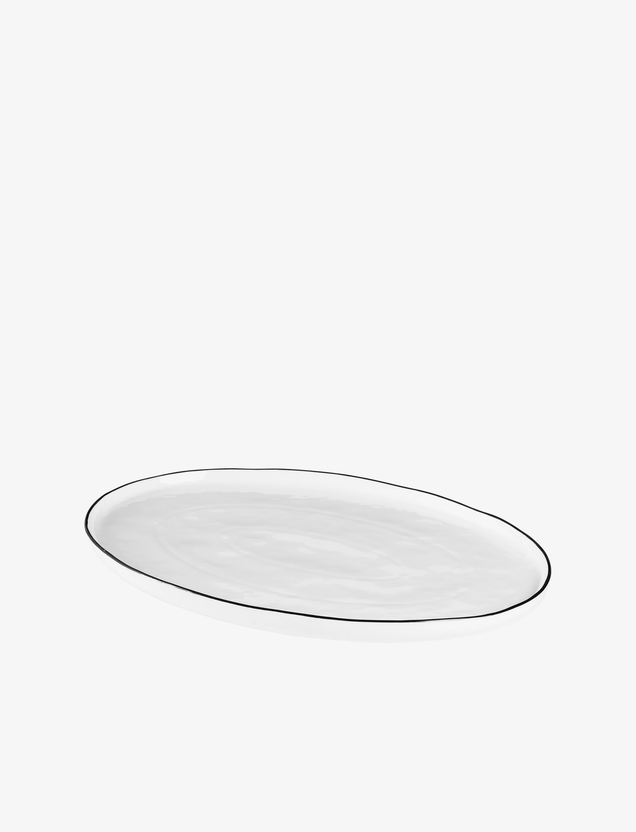 Broste Copenhagen - Salt Plate oval - najniższe ceny - white w/black rim - 1