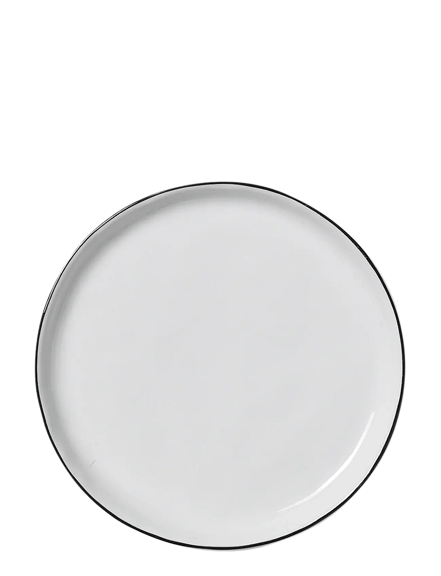 Broste Copenhagen - Salt Side plate - frühstücksteller - white w/black rim - 1