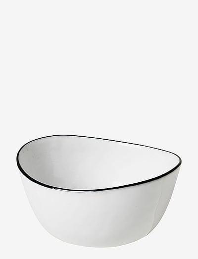 Broste Copenhagen Bowl Salt - Müslischalen - WHITE W/BLACK RIM / white