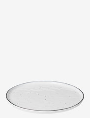 Dinner plate Salt - WHITE W/BLACK RIM+DOTS