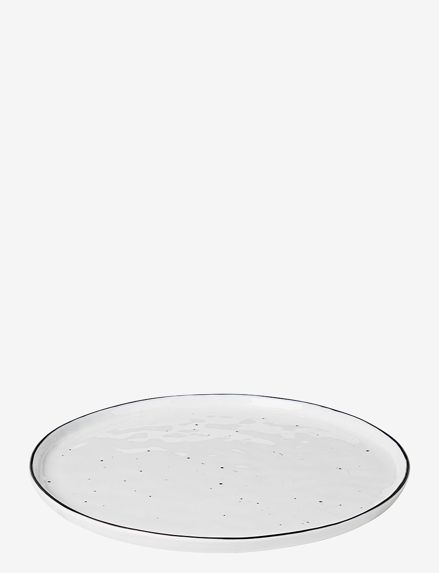 Broste Copenhagen - Dinner plate Salt - speiseteller - white w/black rim+dots - 0