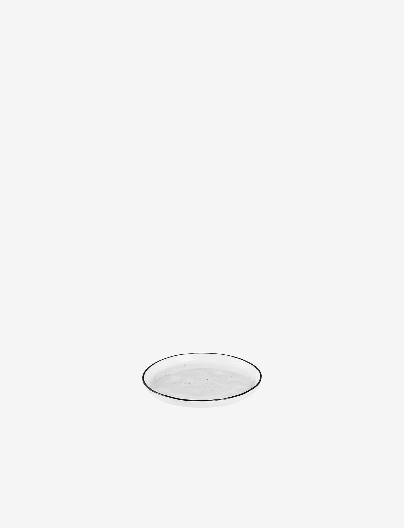 Broste Copenhagen - Plate salt - zemākās cenas - white w/black rim+dots - 1