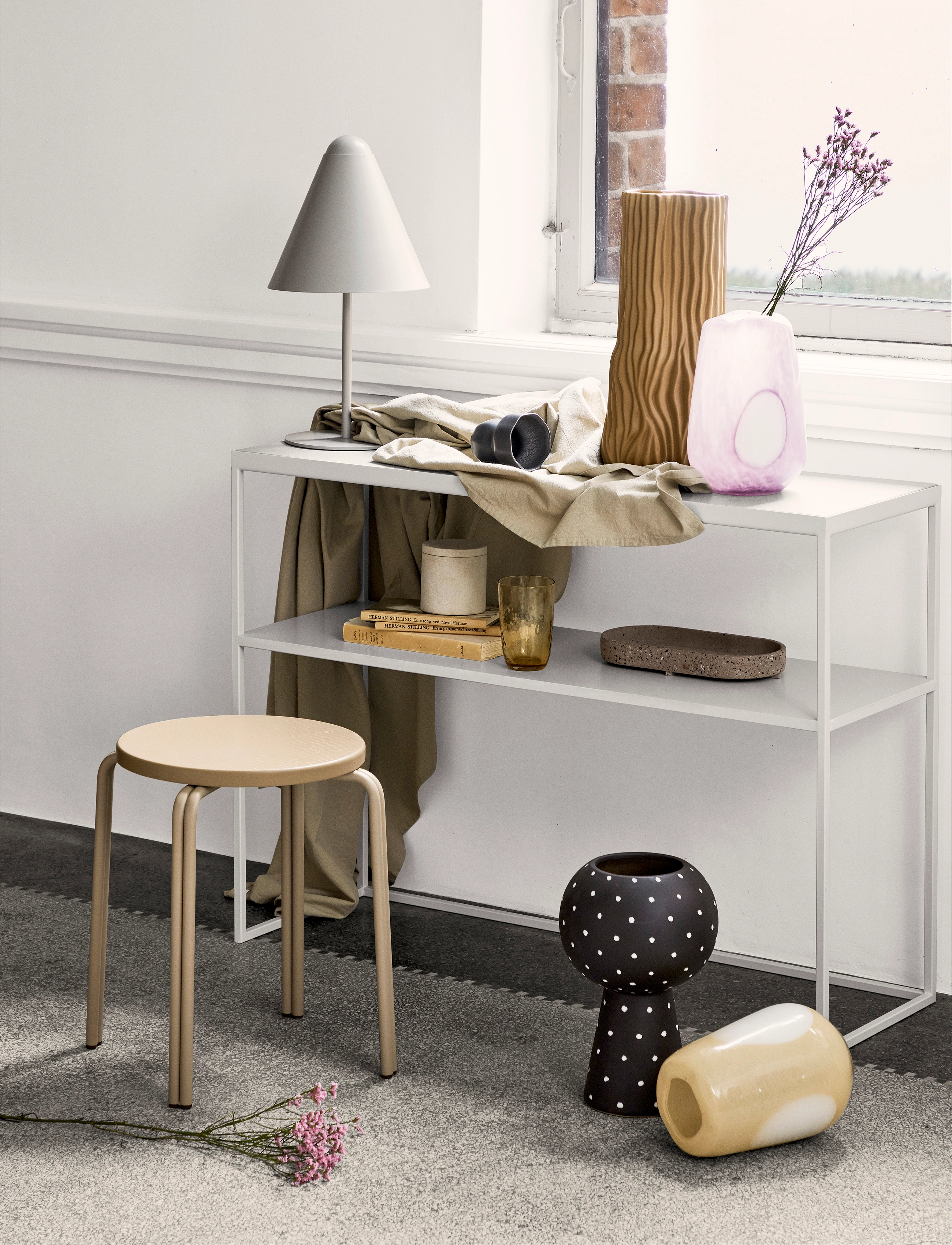 Broste Copenhagen Oda Stool, One Size, Chairs & Stools, Beige - Stools Benches, Homeware