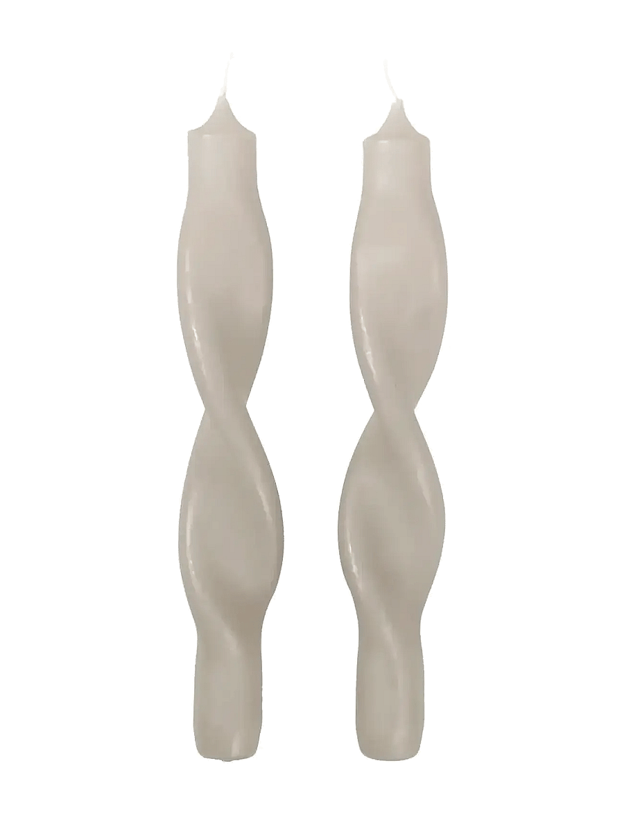 Broste Copenhagen - Twist Taper Candle - pikad küünlad - rainy day grey - 0