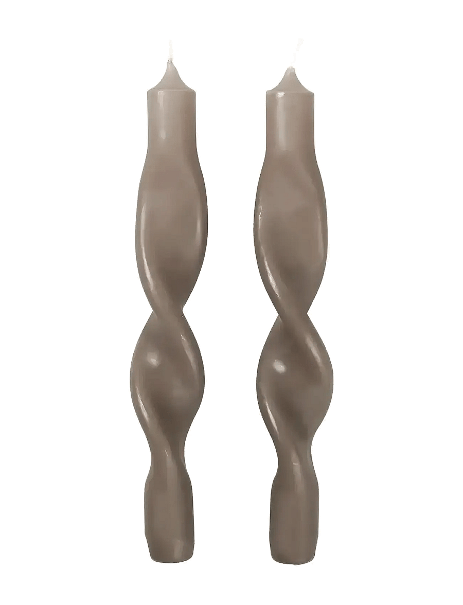 Broste Copenhagen - Twist Taper Candle - pikad küünlad - linen - 0
