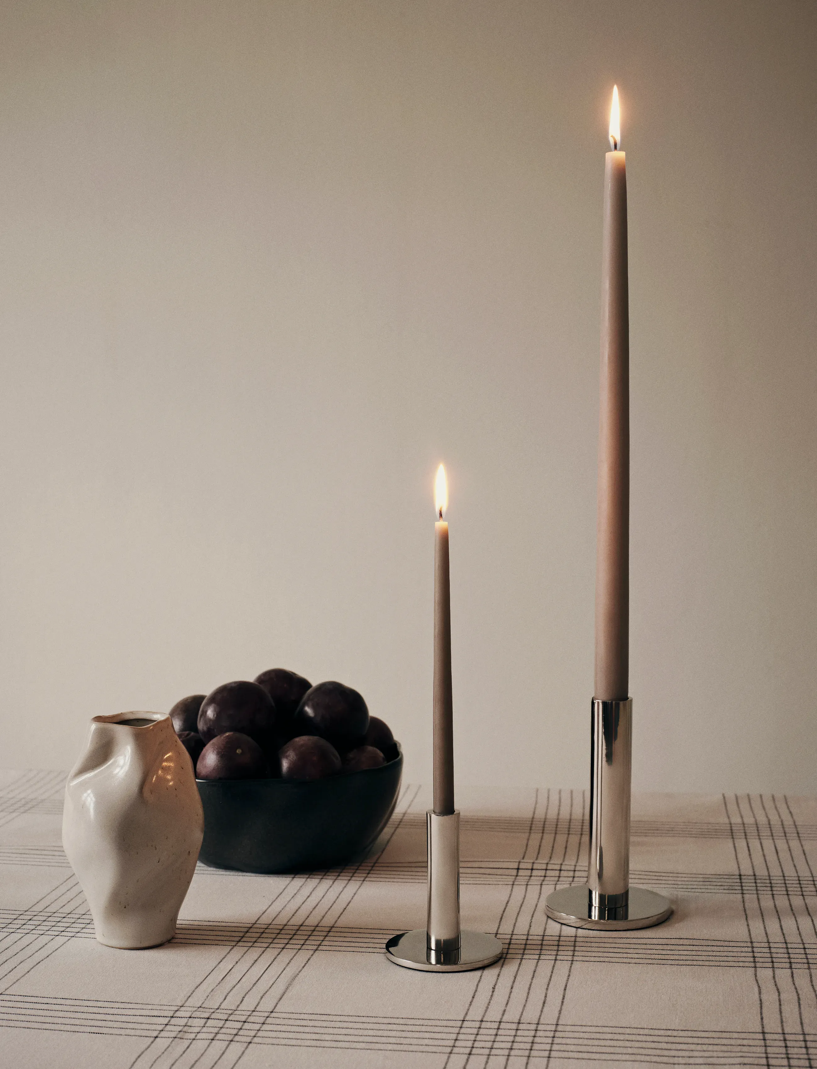Broste Copenhagen Smooth Taper Candle, Ø 1.2 cm, Candles, Beige - Pillar Homeware