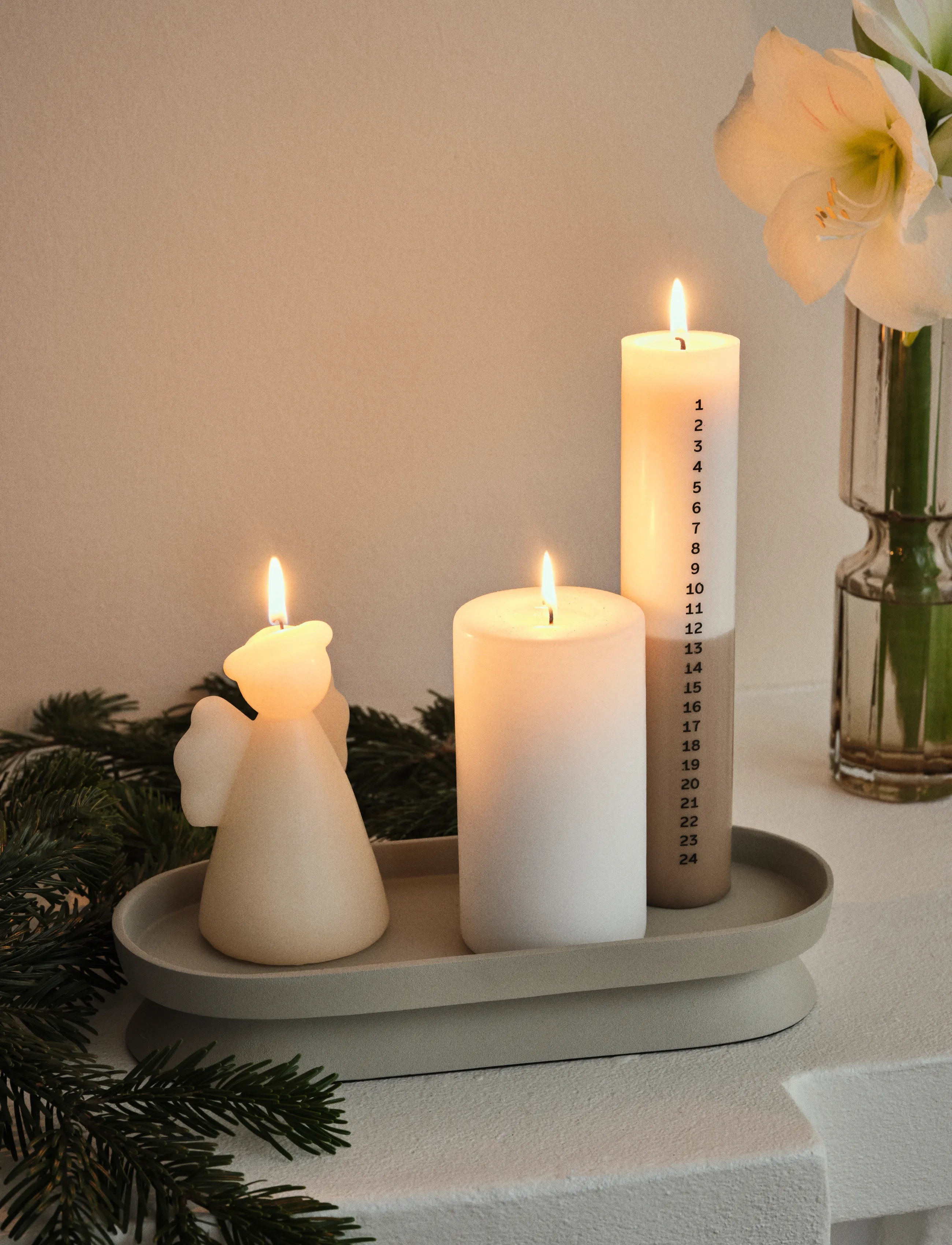 Broste Copenhagen Duo Calendar Candle, H:25 cm, Christmas Decoration, Weiß - Advents Candles, Homeware